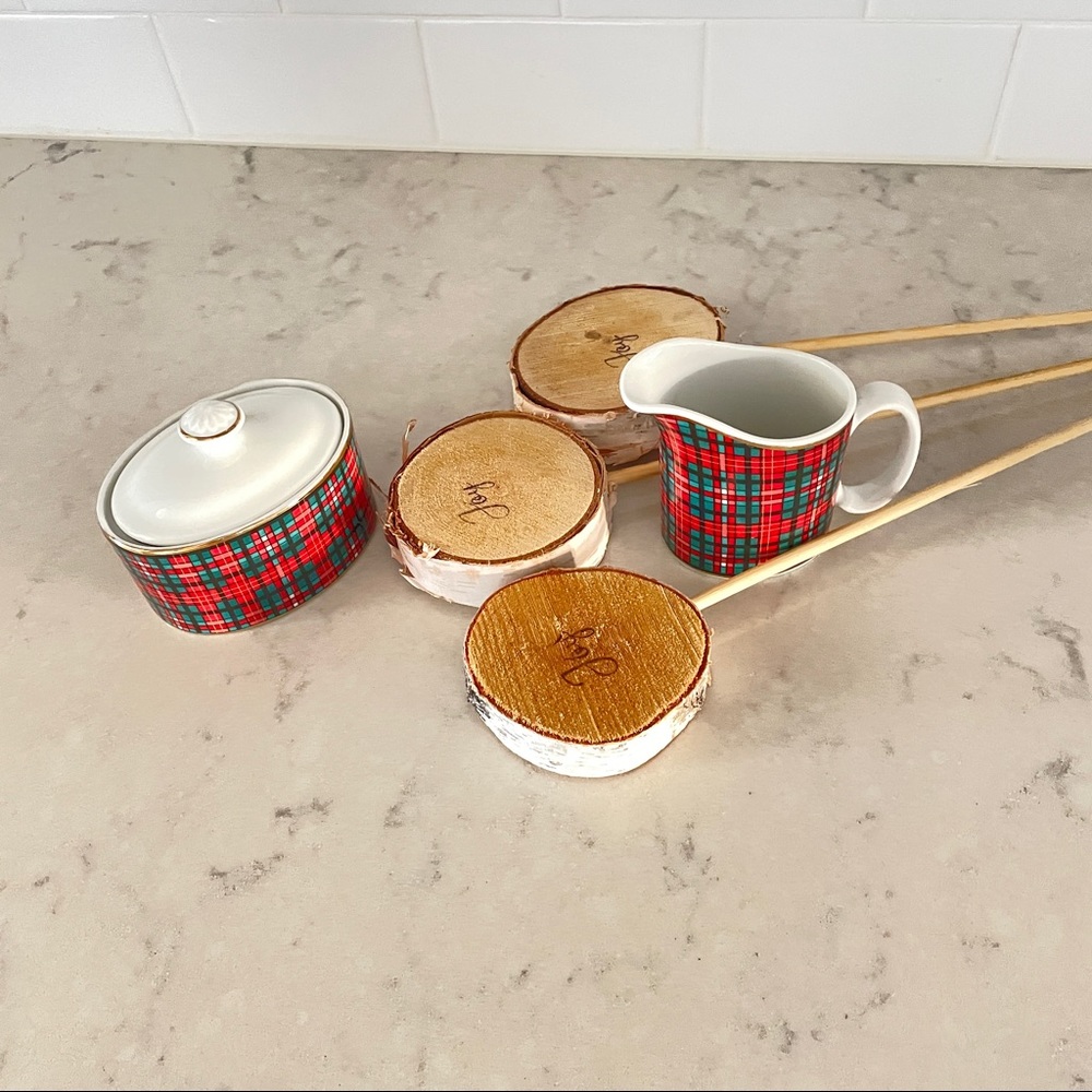 Vintage Tartan Plaid Creamer and Covered Sugar Bowl